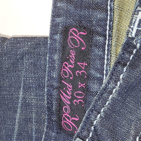 Rock and Roll Cowgirl Dark Denim Mid Rise Jeans (30X34) - Picture 3 of 15